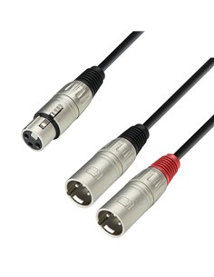 Adam Hall Cables 3 STAR YFMM 0100 - Cable de audio de conector XLR hembra a 2 conectores XLR macho, 1 m - 1 2