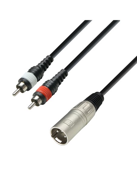 Adam Hall Cables 3 STAR YMCC 0300 - Cable de audio de conector XLR macho a 2 conectores RCA macho, 3 m