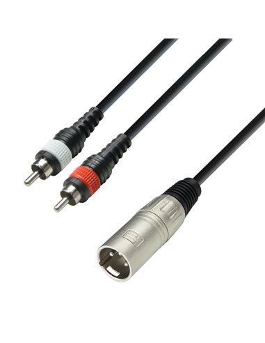 Adam Hall 3 STAR YMCC 0600 - Cable de audio de conector XLR macho a 2 conectores RCA macho, 6 m