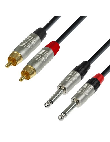 Adam Hall Cables 4 STAR TPC 0150 - Cable de Audio REAN de 2 RCA macho a 2 Jacks 6,3 mm mono 1,5 m