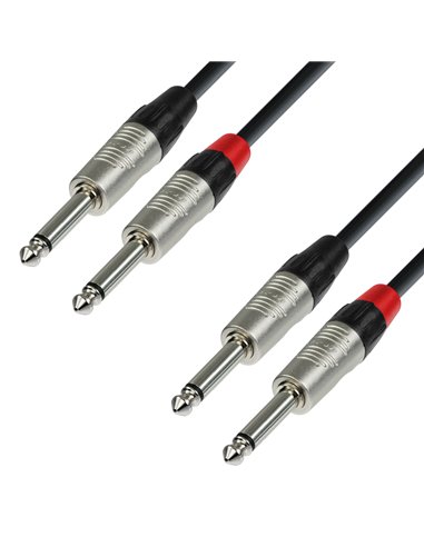 Adam Hall Cables 4 STAR TPP 0300 - Cable de Audio REAN de 2 Jacks 6,3 mm mono a 2 Jacks 6,3 mm mono 3 m