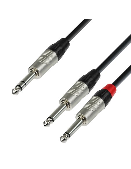 Adam Hall Cables 4 STAR YVPP 0150 - Cable de Audio REAN de Jack 6,3 mm estéreo a 2 Jacks 6,3 mm mono 1,5 m