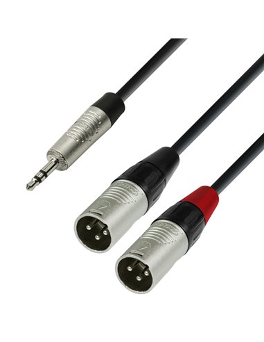 Adam Hall Cables 4 STAR YWMM 0180 - Cable de Audio REAN de Minijack 3,5 mm estéreo a 2 XLR macho 1,8 m