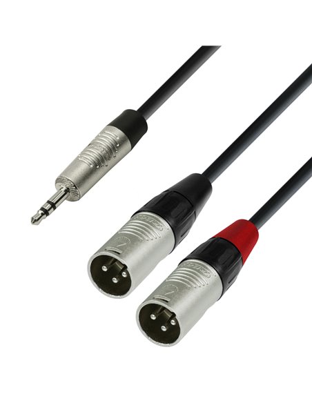 Adam Hall Cables 4 STAR YWMM 0300 - Cable de Audio REAN de Minijack 3,5 mm estéreo a 2 XLR macho 3 m
