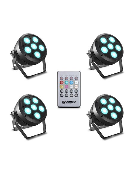 Cameo ROOT® PAR 6 SET 1 - Set compuesto por 4 x CLROOTPAR6 incluyendo un control remoto IR (CLPFLAT1REMOTE)