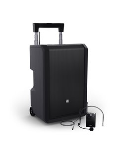 LD Systems ANNY® 10 BPH B5 - Altavoz PA Bluetooth® de 10″ con batería, mezclador y 1 micrófono de diadema (incl. petaca transmis
