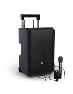 LD Systems ANNY® 10 HBH 2 B6 - Altavoz PA Bluetooth® de 10″ con batería, mezclador, 1 micrófono inalámbrico y 1 micrófono de dia
