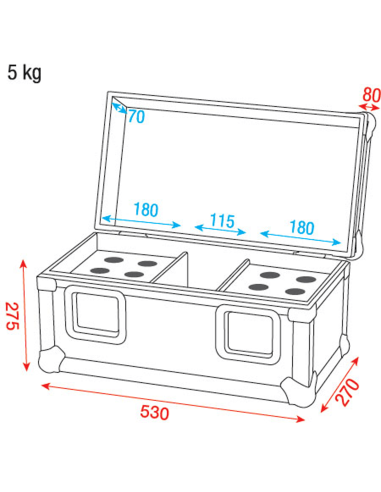Showgear Pro Case for 12 Mics Con compartimento para accesorios y espuma preformada