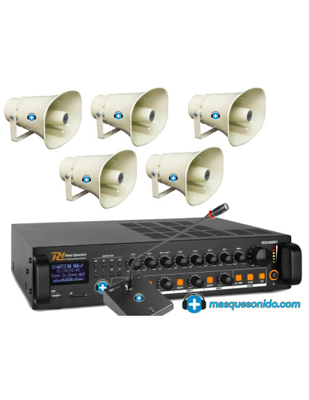 Pack Megafonía 100V ECO 240W para Avisos y Naves-vista lateral