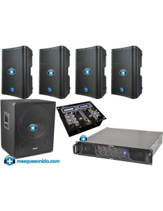 Pack Sonido Pub & DJ 2100W RMS: 4 Altavoces 15", Subwoofer Activo 18" y Mesa DJ con USB