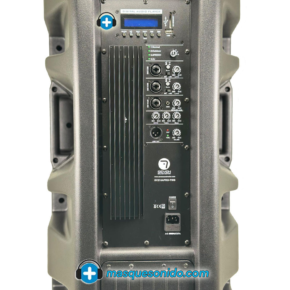 Altavoz doble cono 15″ autoamplificado Seven SV215APRO-TWS – 2000 W, MP3, Bluetooth TWS
