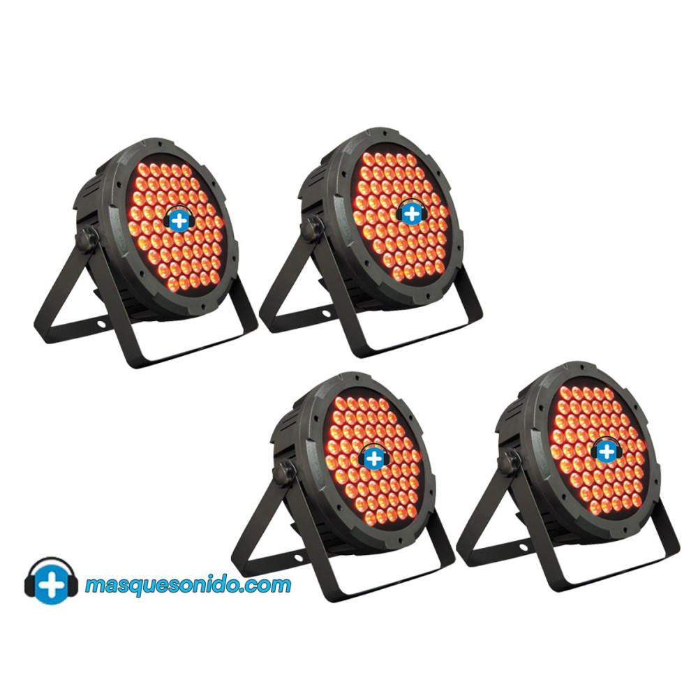 Pack de 4 Focos LED RGB Mark SuperParLED para fiestas y DJ