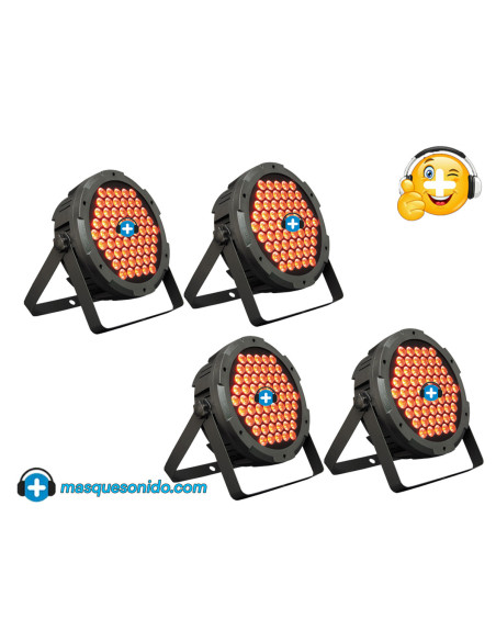 Foco Led Eco 85 apoyado en suelo iluminando pared de color