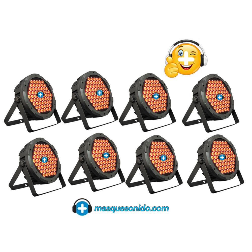 Pack 8x Focos LED 90W RGB + Cables | Mark SuperParLED Eco 85
