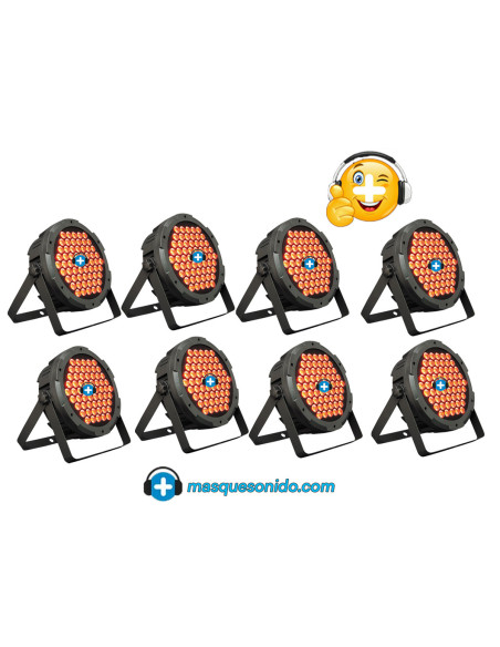 Pack 8x Focos LED 90W RGB + Cables | Mark SuperParLED Eco 85