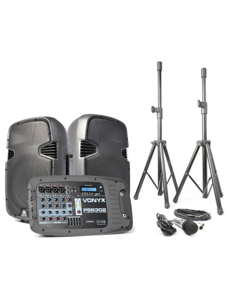 Vonyx PSS302 Set Portátil 10" SD/USB/MP3/Bluetooth con Trípode