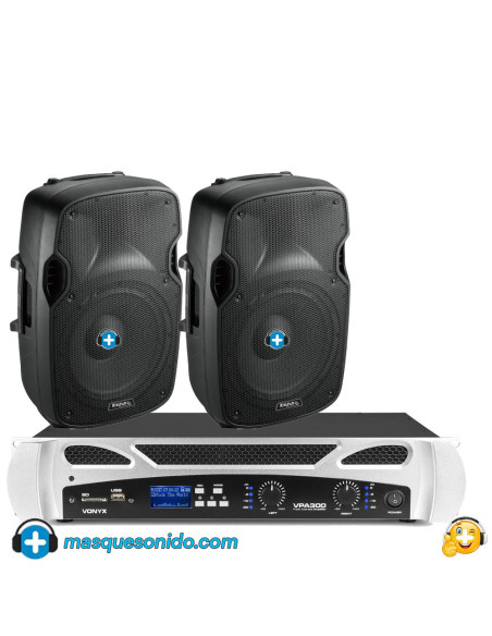 Pack Sonido 300W: 2x Altavoces Ibiza 8" + Etapa Vonyx BT