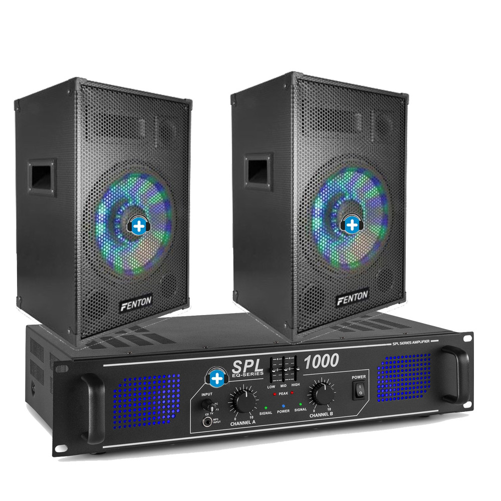 Pack Sonido Full Party 800W: Altavoces LED 8" + Amplificador EQ