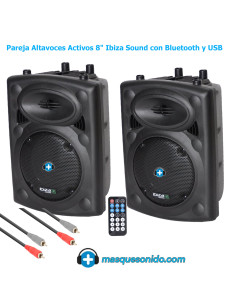 Pack 2 Altavoces Activos Ibiza 8" Bluetooth + Cable Link 6m 2