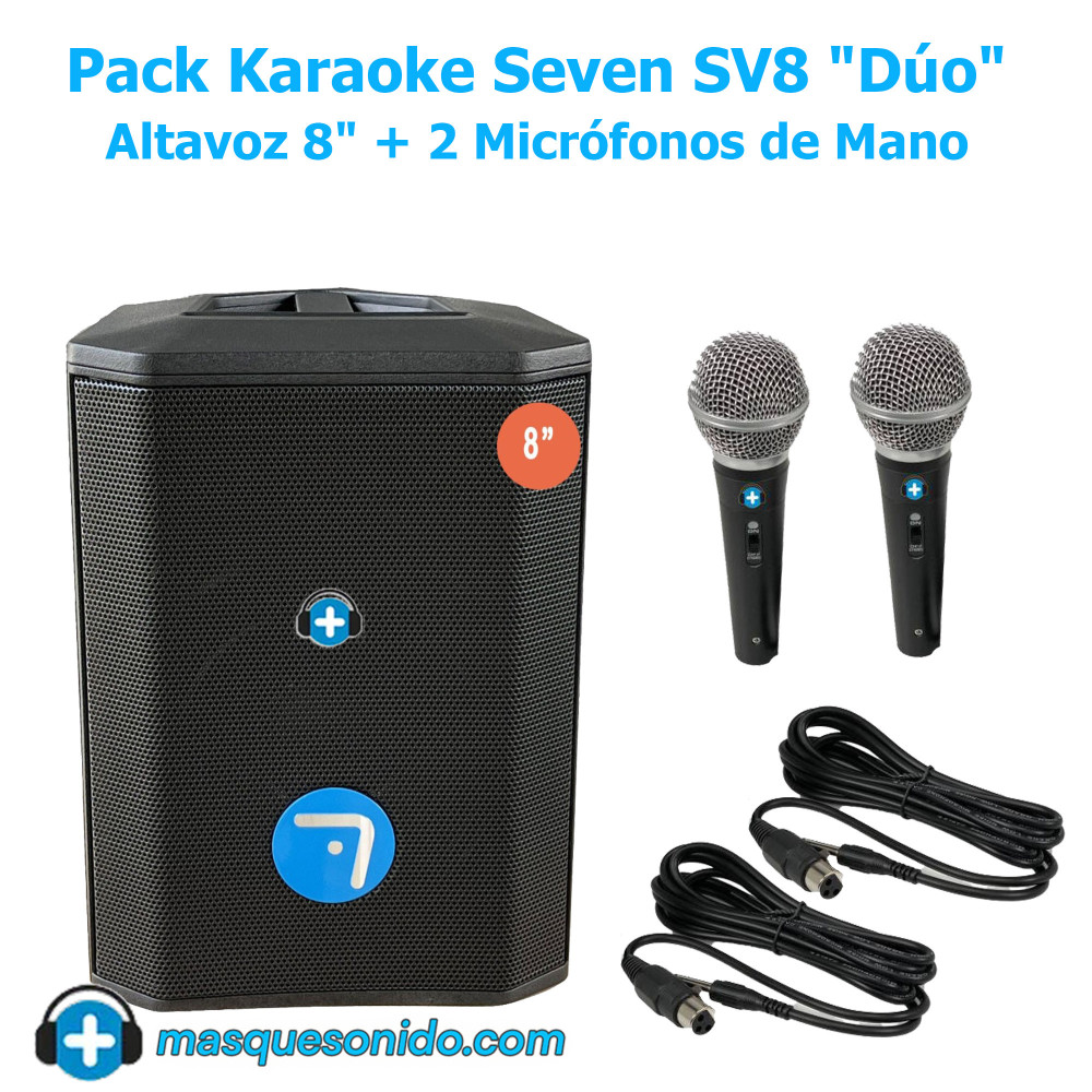 Pack Karaoke Dúo Seven SV8: Altavoz 8" + 2 Micrófonos | Masquesonido