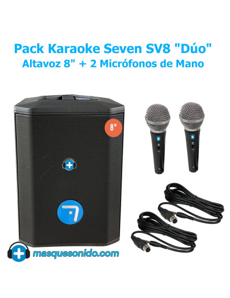 Pack Karaoke Dúo Seven SV8: Altavoz 8" + 2 Micrófonos | Masquesonido