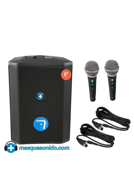 Pack Karaoke Dúo Seven SV8: Altavoz 8" + 2 Micrófonos | Masquesonido