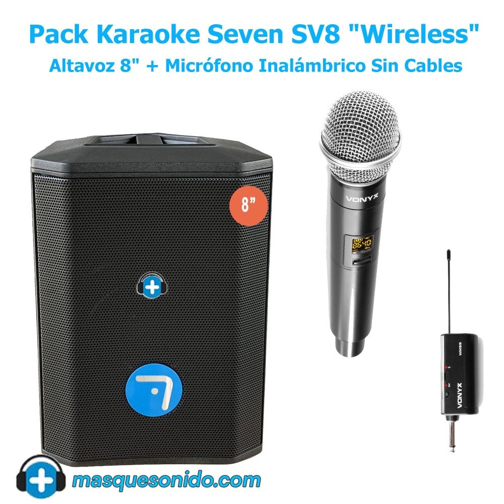 Pack Karaoke Inalámbrico Seven SV8: Altavoz 8" + Micro Sin Cables