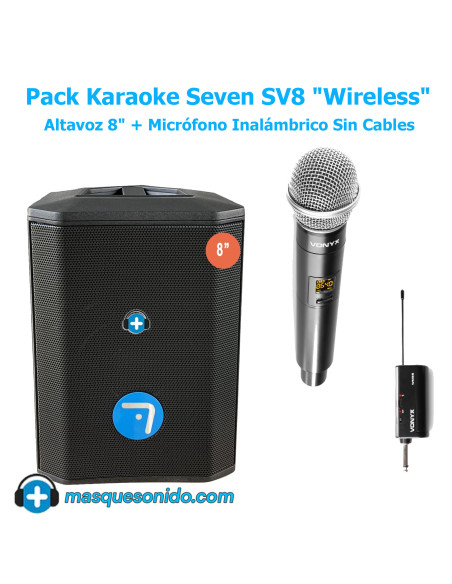 Pack Karaoke Inalámbrico Seven SV8: Altavoz 8" + Micro Sin Cables