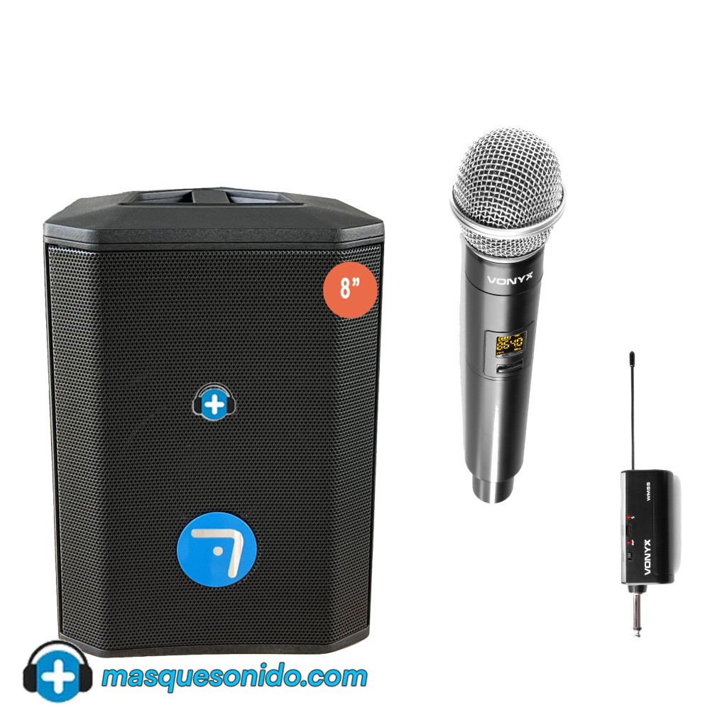 Pack Karaoke Inalámbrico Seven SV8: Altavoz 8" + Micro Sin Cables