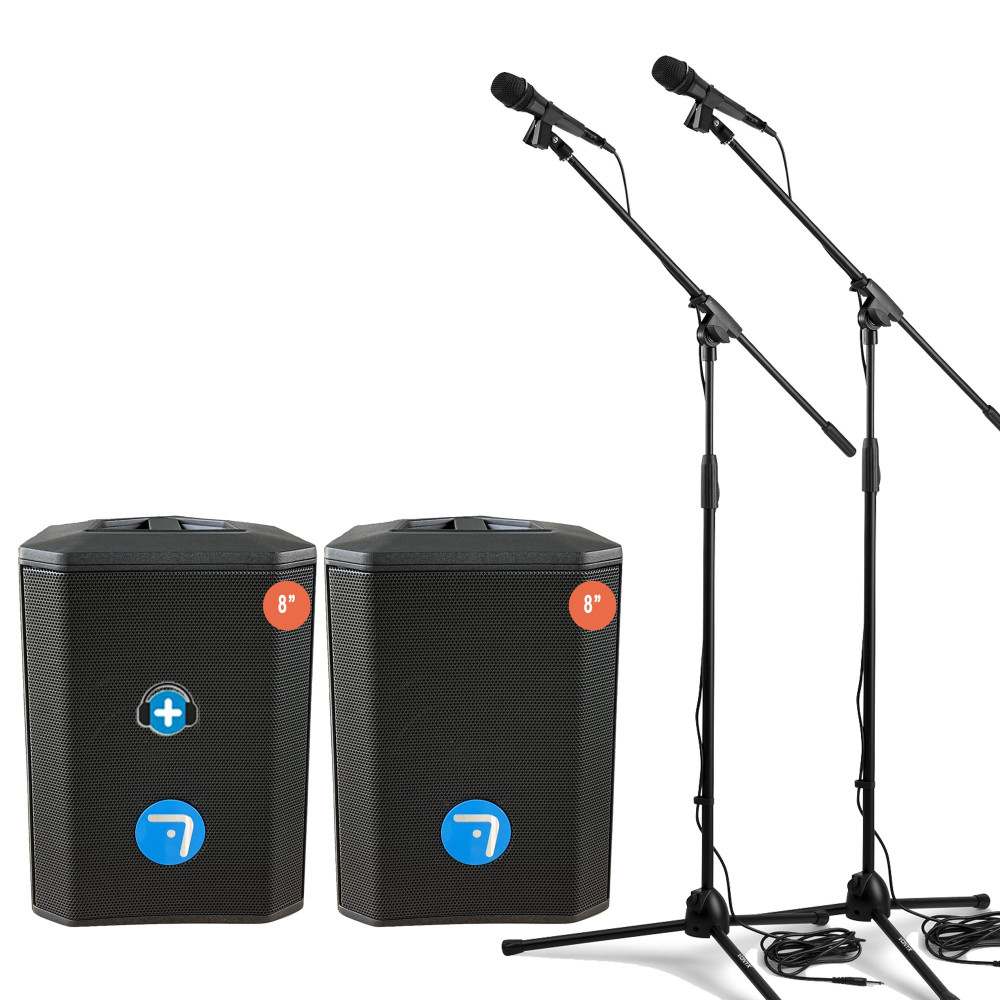 Pack Karaoke Ultimate Show: 2 Altavoces TWS + Trípodes + Micros | Masquesonido