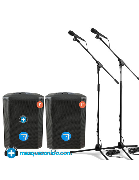 Pack Karaoke Ultimate Show: 2 Altavoces TWS + Trípodes + Micros | Masquesonido