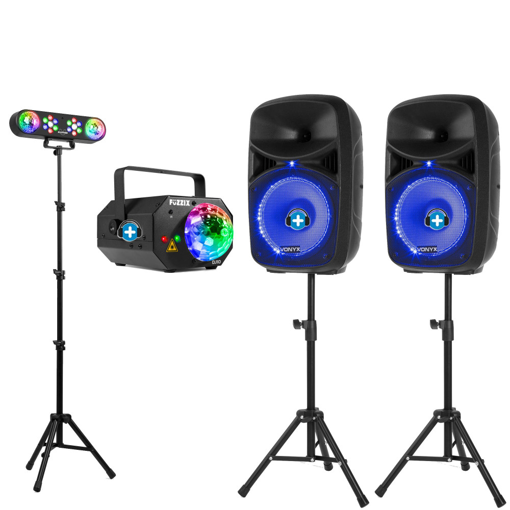 Pack Fiesta Total "Home Disco": Sistema Vonyx 600W con Bluetooth + Set Iluminación Láser & LED