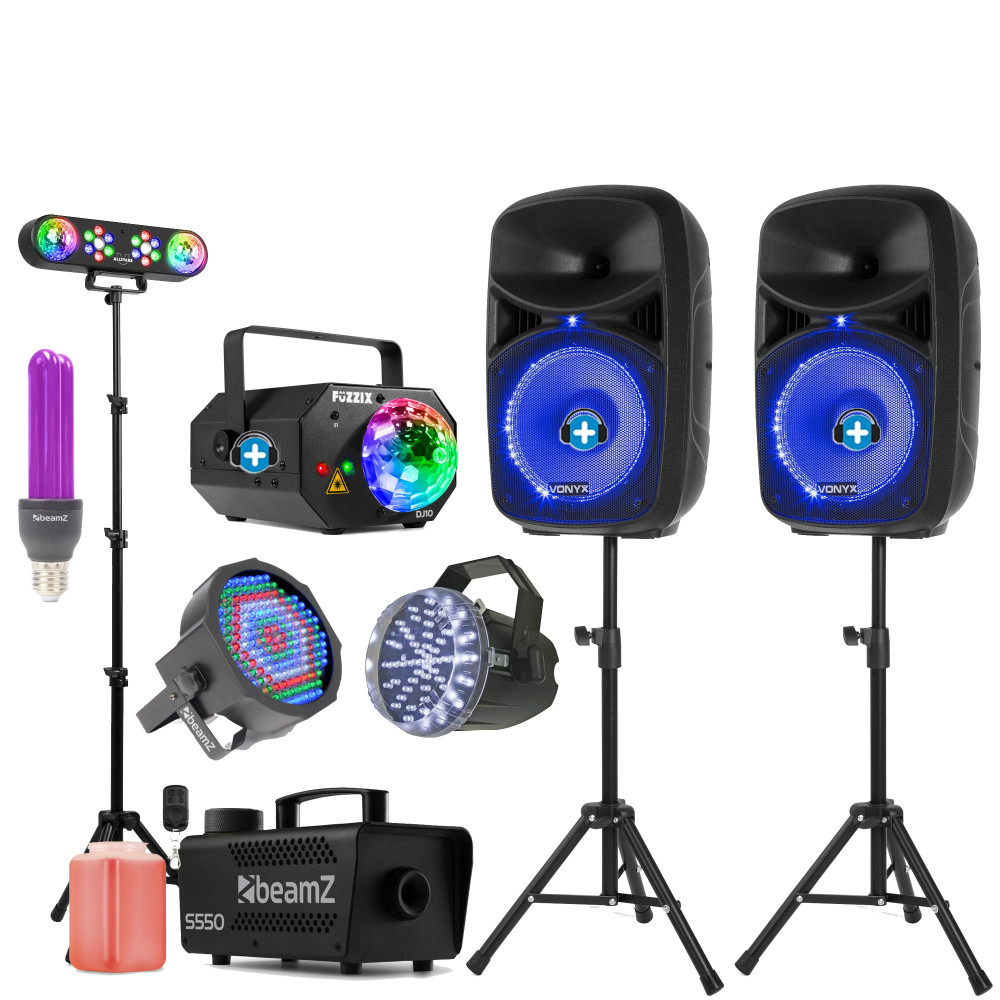 Pack "House Party LEGEND": Sonido 600W + Set Iluminación Total (Láser, Humo, UV y PAR)