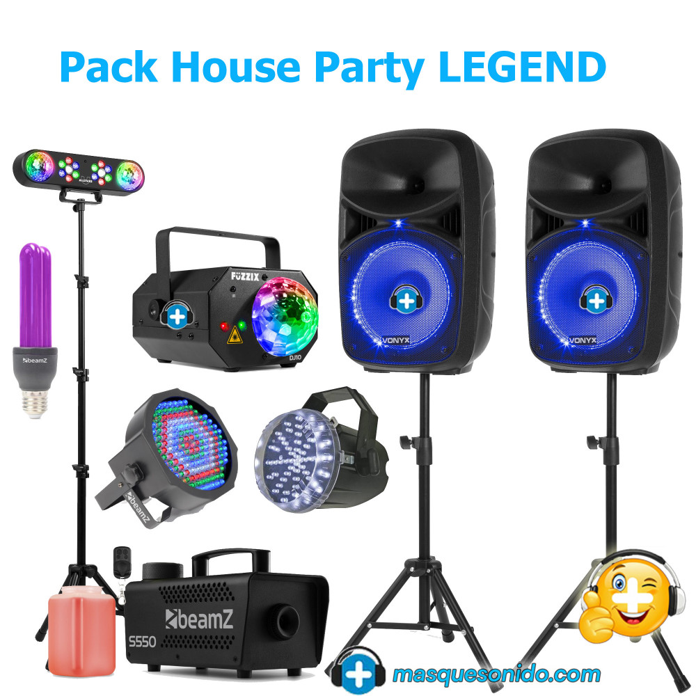 Pack Fiesta Casa PRO: Sonido 600W + Humo, Láser, UV y Focos