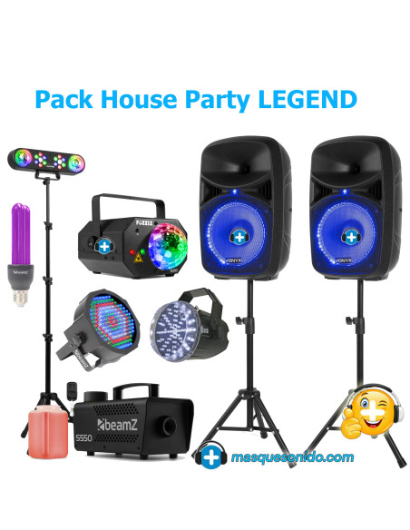 Pack Fiesta Casa PRO: Sonido 600W + Humo, Láser, UV y Focos