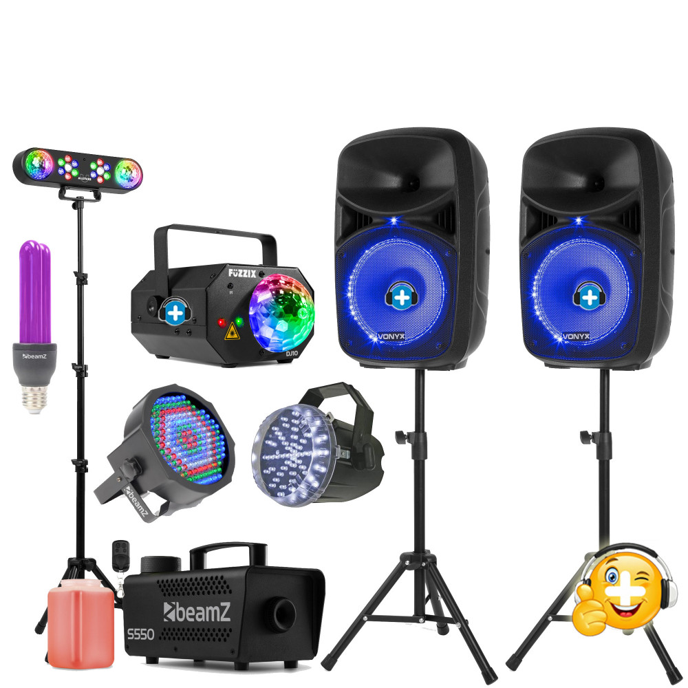 Pack Fiesta Casa PRO: Sonido 600W + Humo, Láser, UV y Focos