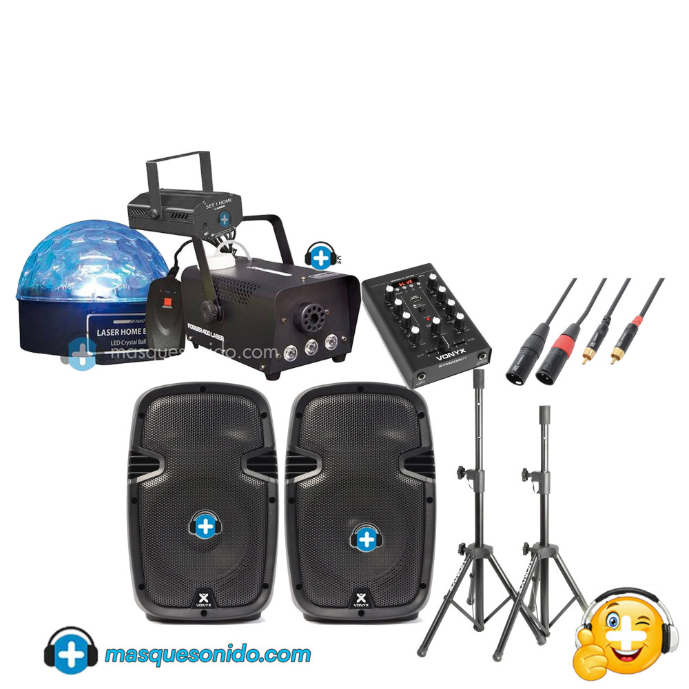 Pack Fiesta Smart: Sonido Activo + Kit Humo y Luces LED