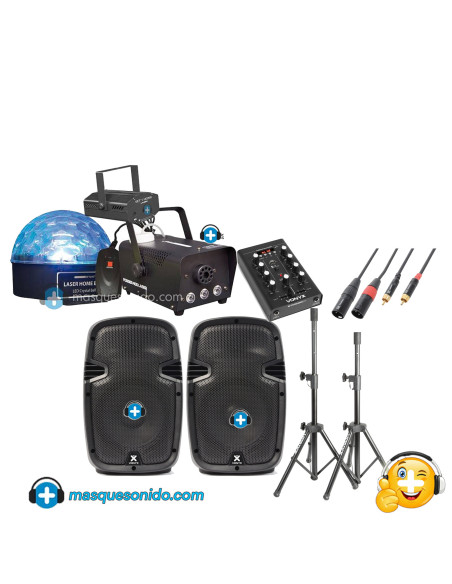 Pack Fiesta Smart: Sonido Activo + Kit Humo y Luces LED