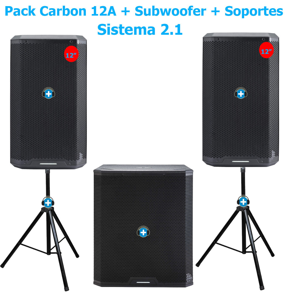 Conjunto: Pack sistema sonido 2.1 híbrido altavoces 12 y sub 18.