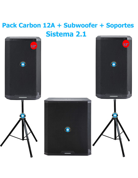 Conjunto: Pack sistema sonido 2.1 híbrido altavoces 12 y sub 18.