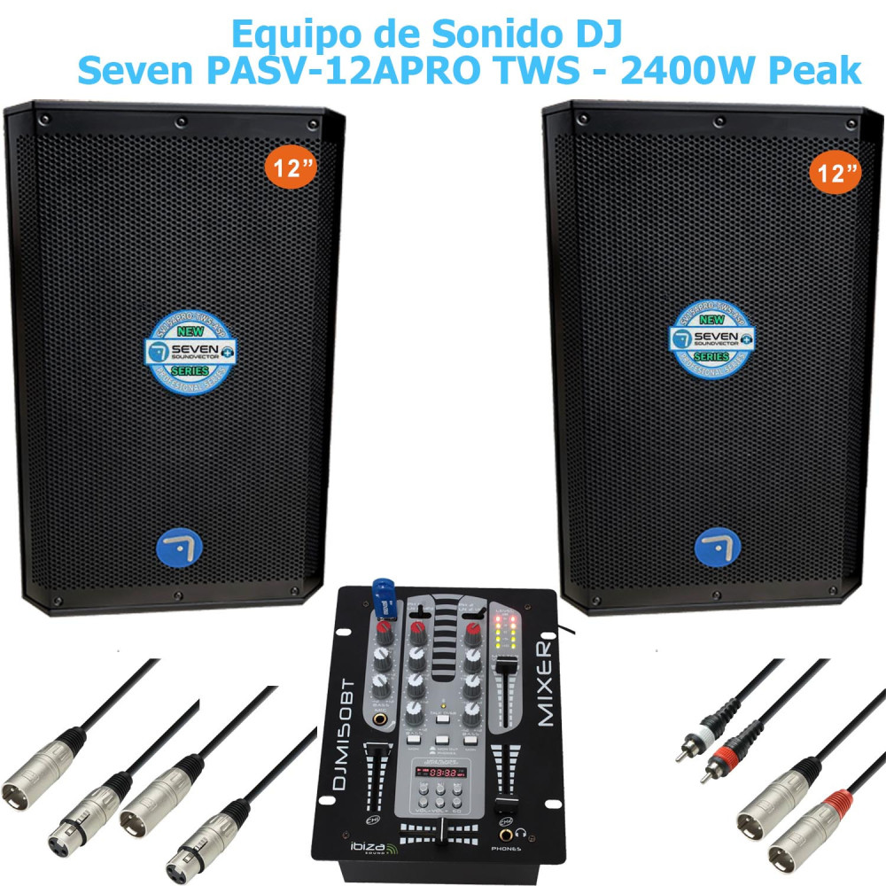 Equipo de Sonido DJ Completo Seven PASV-12APRO | 2400W + Mesa