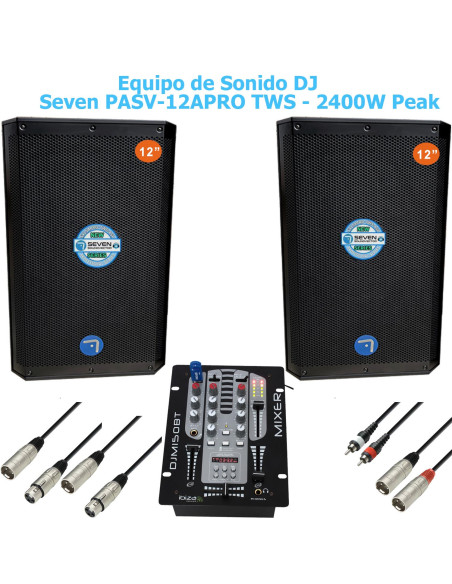 Equipo de Sonido DJ Completo Seven PASV-12APRO | 2400W + Mesa