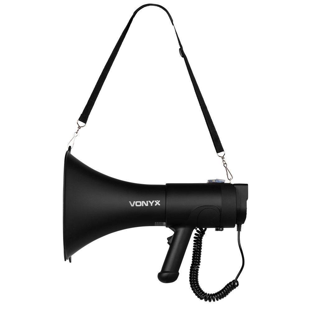 vista de megafono con la bandolera puesta