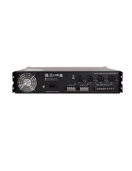 Work Pro PA 2502 BT Amplificador con mezclador/reproductor. 2 x 250 W @ 4 Ohm, L70/100V. 2 zonas. 4 MIC/LINE