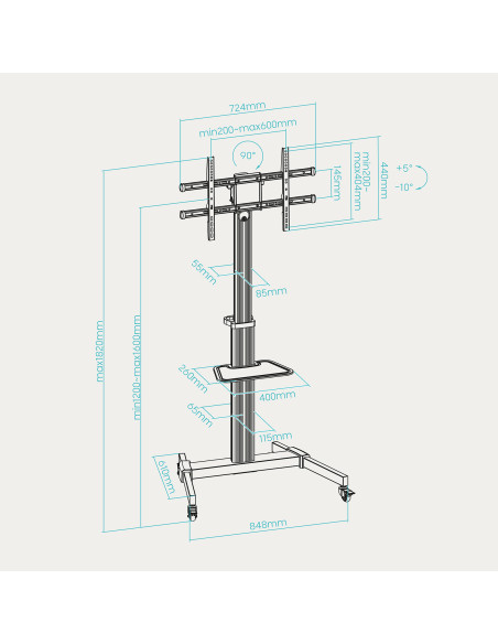 Tooq FS1886M-B Soporte suelo ruedas Hera 37-86