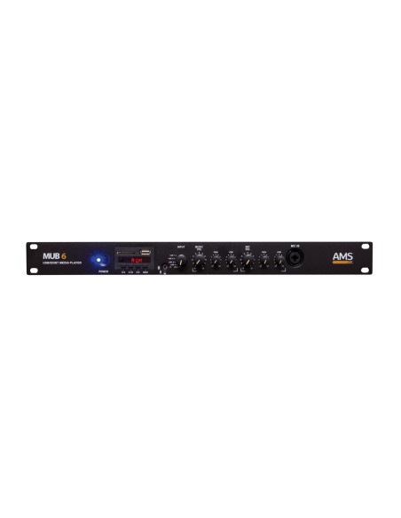 AMS MUB 6 Mezclador con reproductor. 1HU rack 19''. SD/USB/BT
