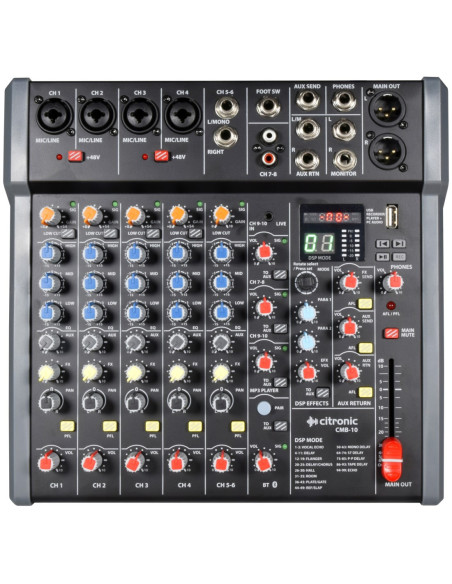 CITRONIC CMB-10 Mesa de mezclas con DSP y Reproductor USB/PC/BT