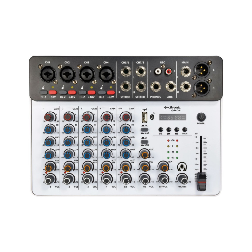CITRONIC Q-PAD-8 Mezclador con Interface de audio USB y Bluetooth