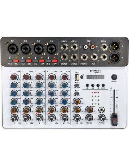 CITRONIC Q-PAD-8 Mezclador con Interface de audio USB y Bluetooth