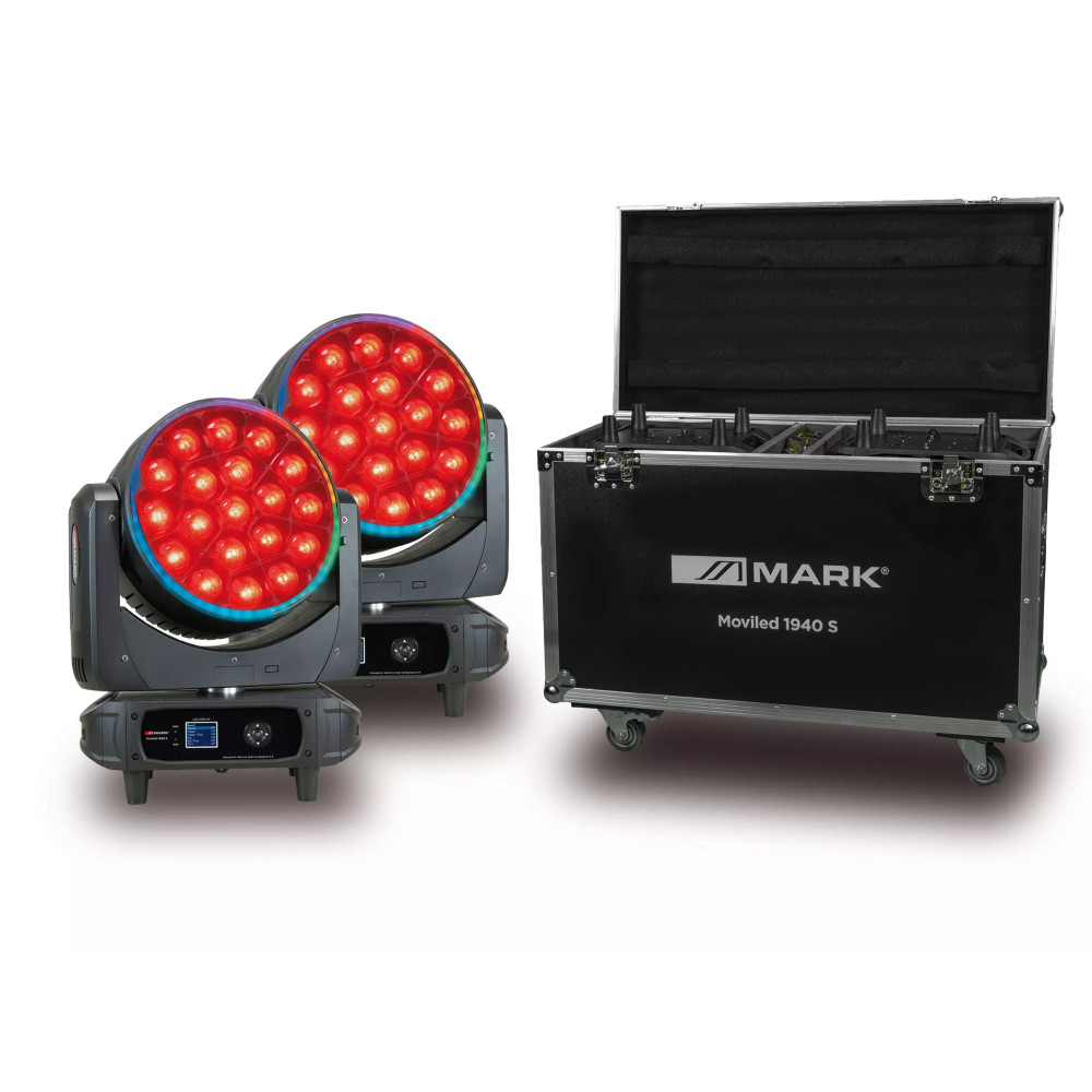 MARK 2x MOVILED 1940 S Flightcase | 2 cabezas móviles Wash 19x40W